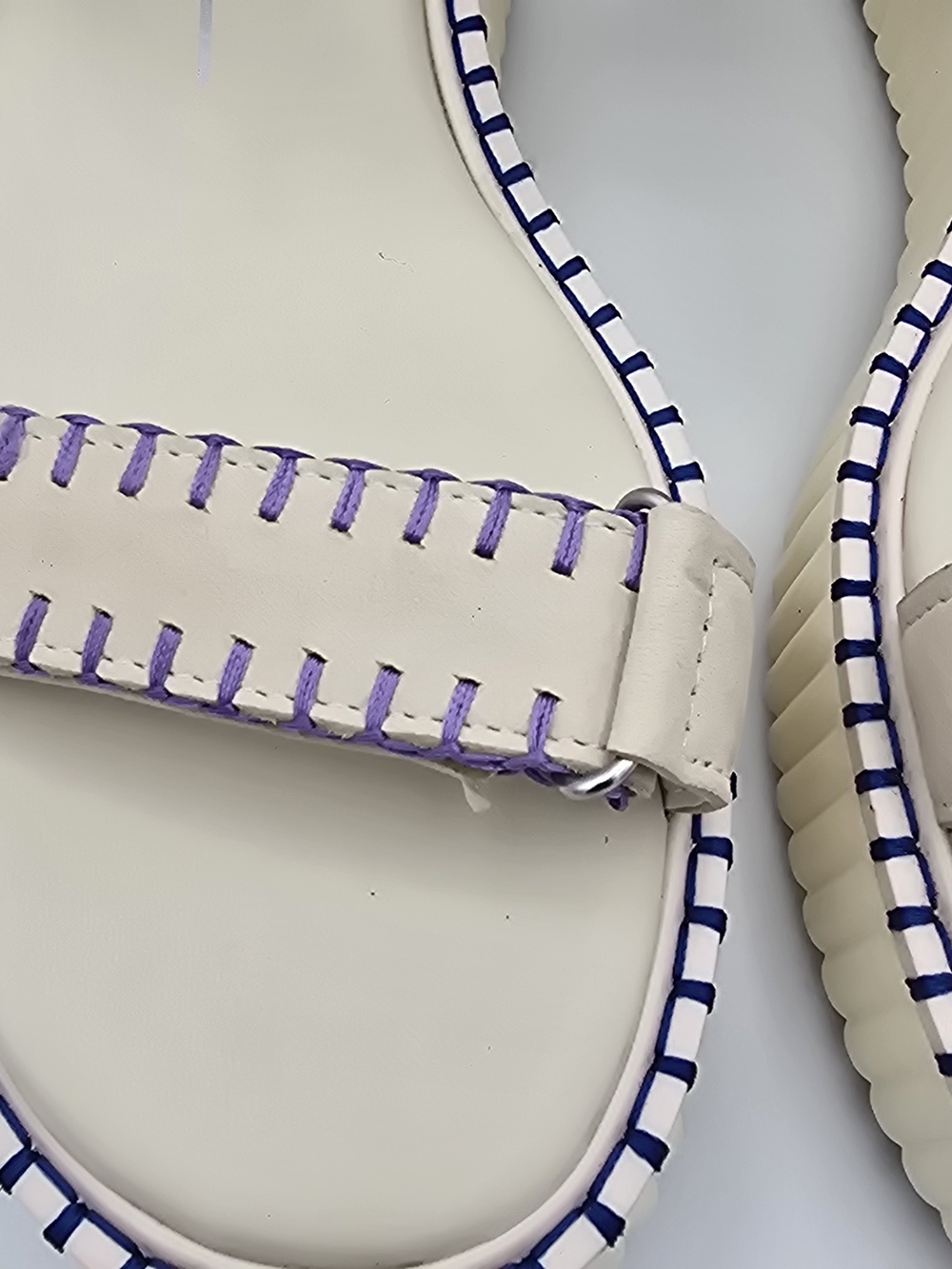 Dolce Vita Cream Platform Sandals with Purple Stitching - Picture 8 of 8